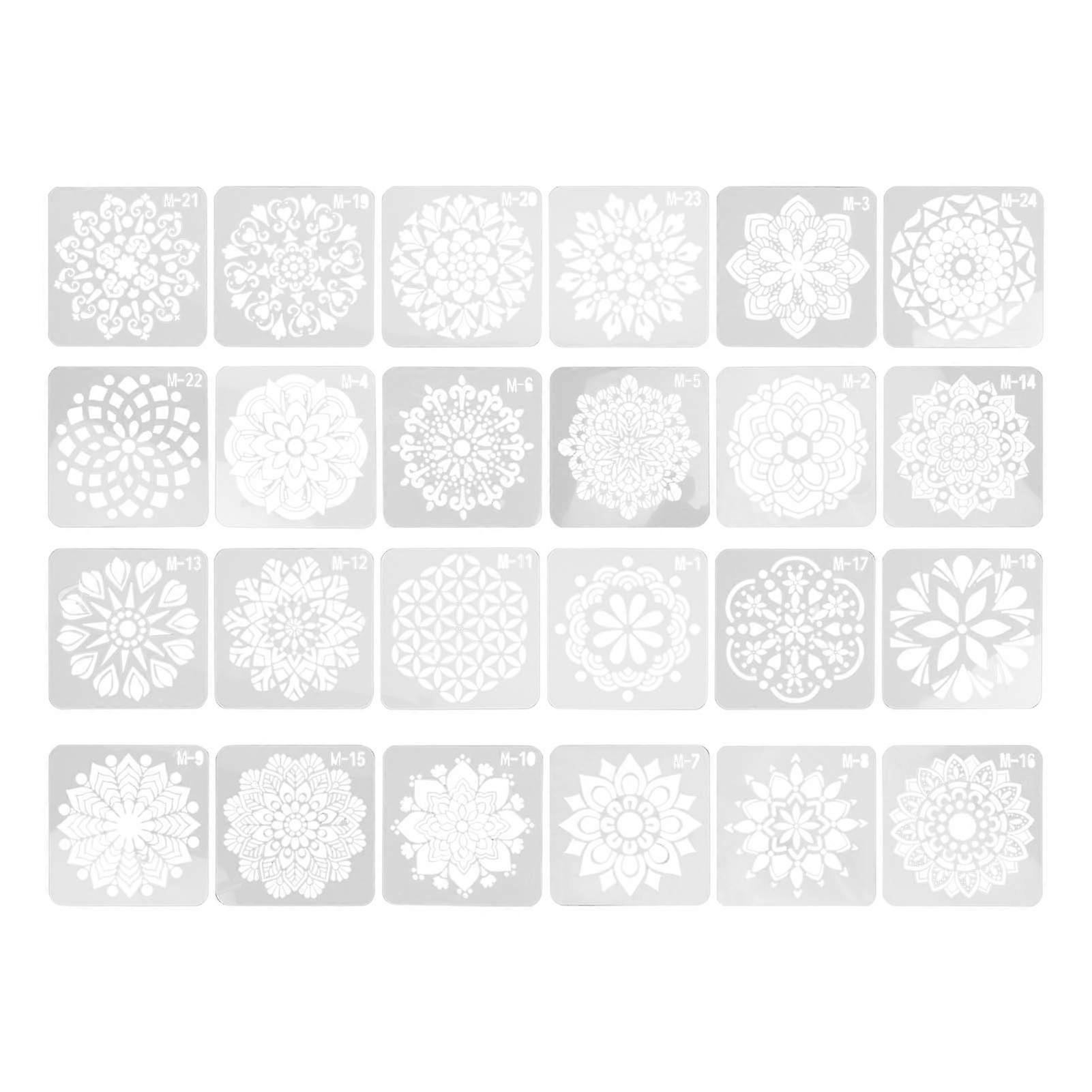 24pcs Mandala Stencil 24 στυλ κοίλο DIY ζωγραφικής πρότυπο για έπιπλα πέτρα ξύλο