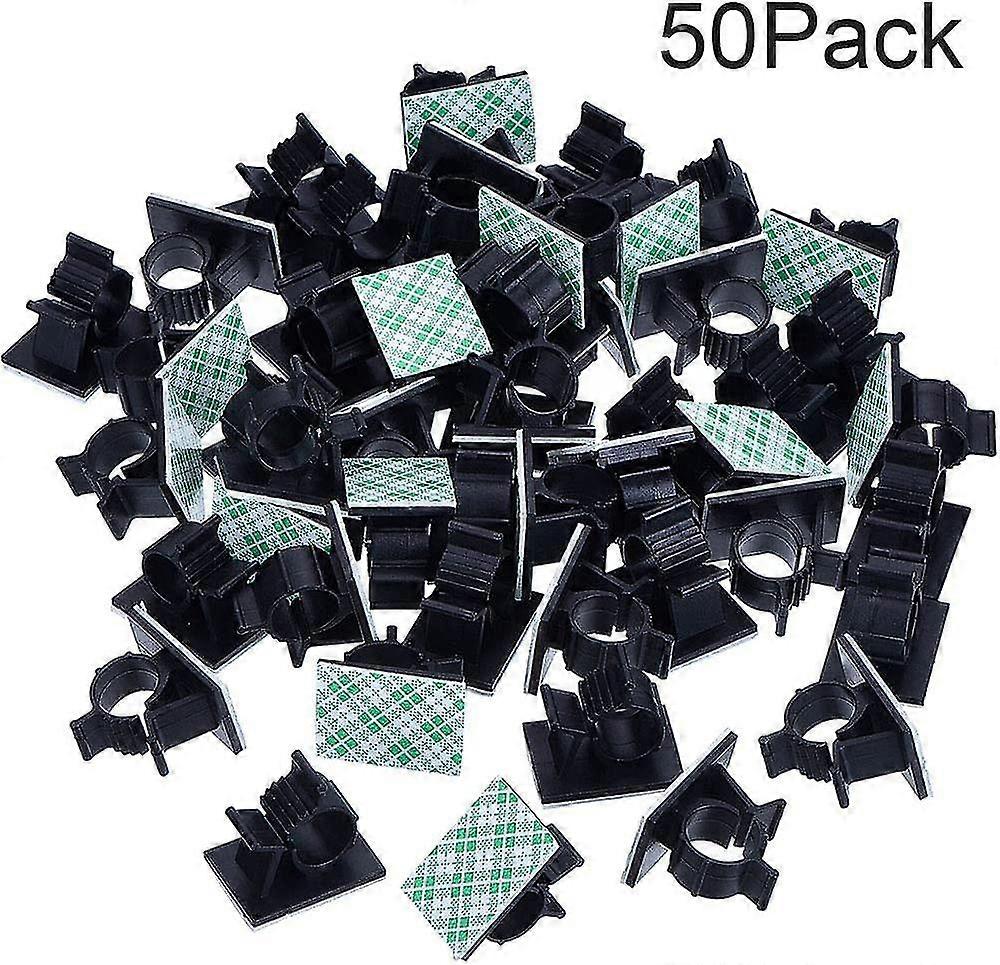 Adjustable Adhesive Cable Clips Nylon Cable Tie Wire Holder, Black, 50 Pack