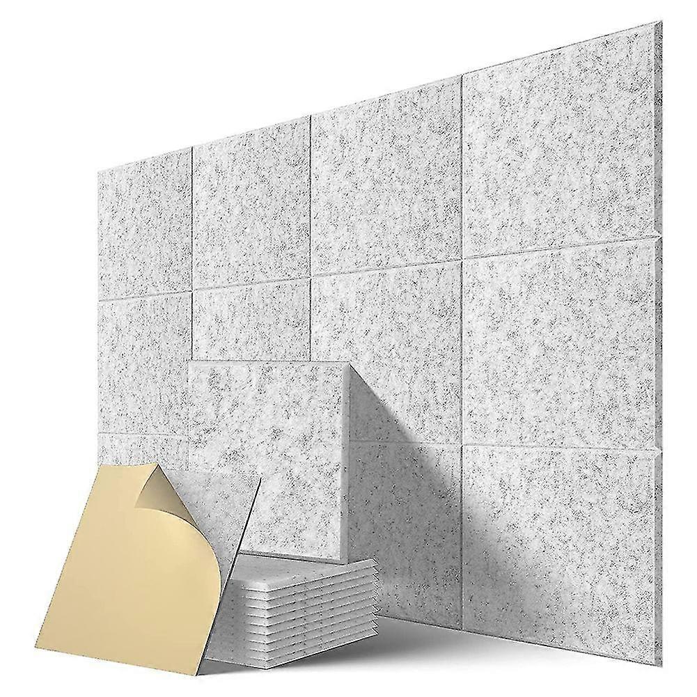 لوحات صوتية ذاتية اللصق 12 حزمة، 12 × 12 × 0.4 بوصة، رمادي