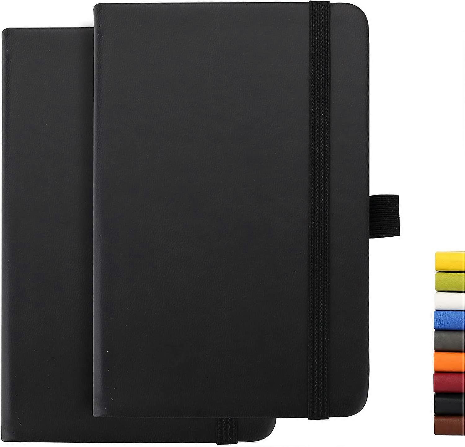 KXJ-Pocket Notebook Diary with Pen Ring, 3.8" X 5.7" Mini Diary Notepad Small Notebook, 100Gsm High Quality Thick Paper with Pocket (black, Ruled)