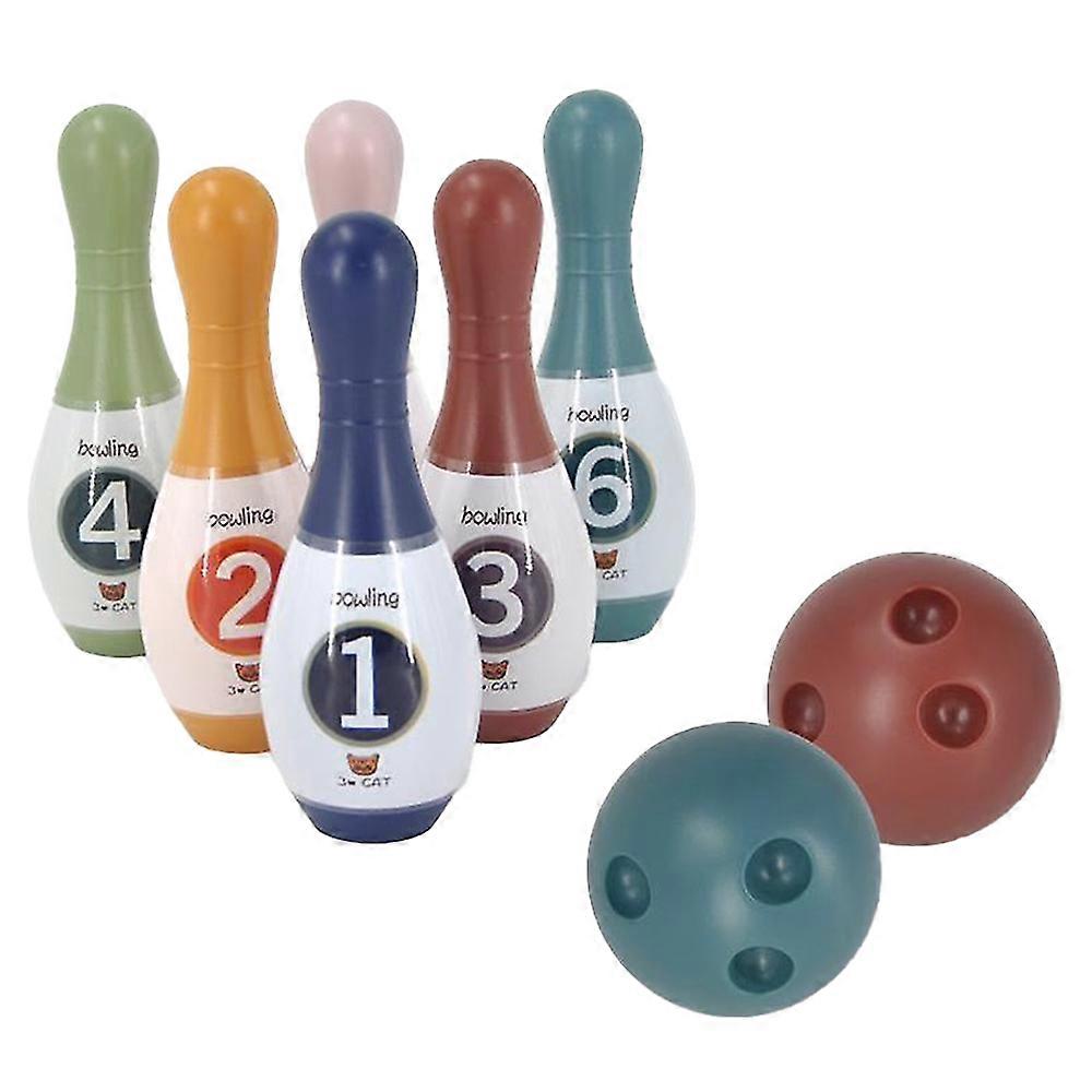 子供 '屋内ボウリングのおもちゃセット、6本と2つのボールが含まれています