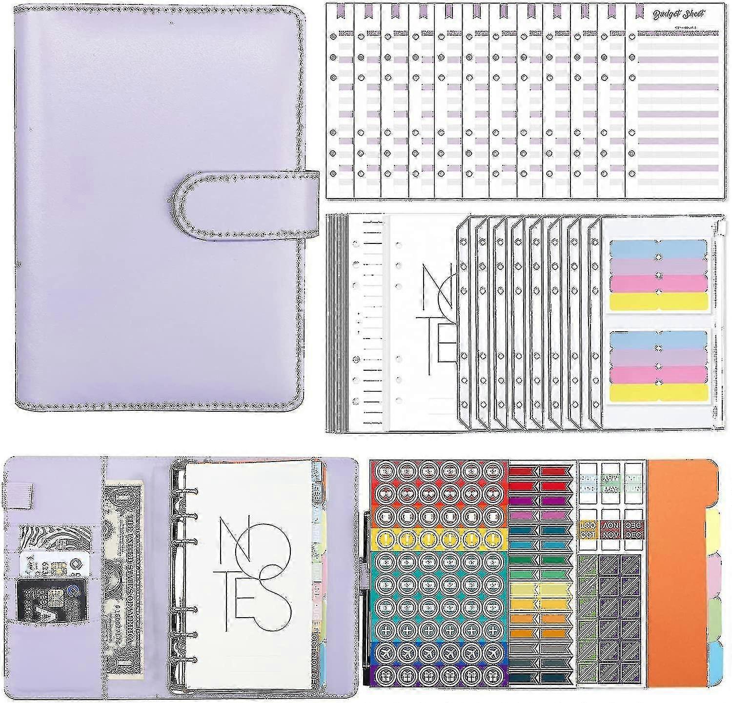 A6 Budget Binder With Zipper Envelopes Pu Leather Refillable Money Saving Binder High Quality
