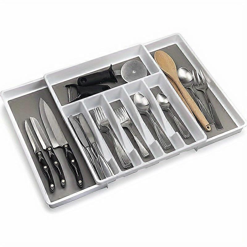 Expandable Cutlery Drawer Organizer, Flatware Drawer Tray For Silverware, Serving Utensils, Multi-Purpose Storage