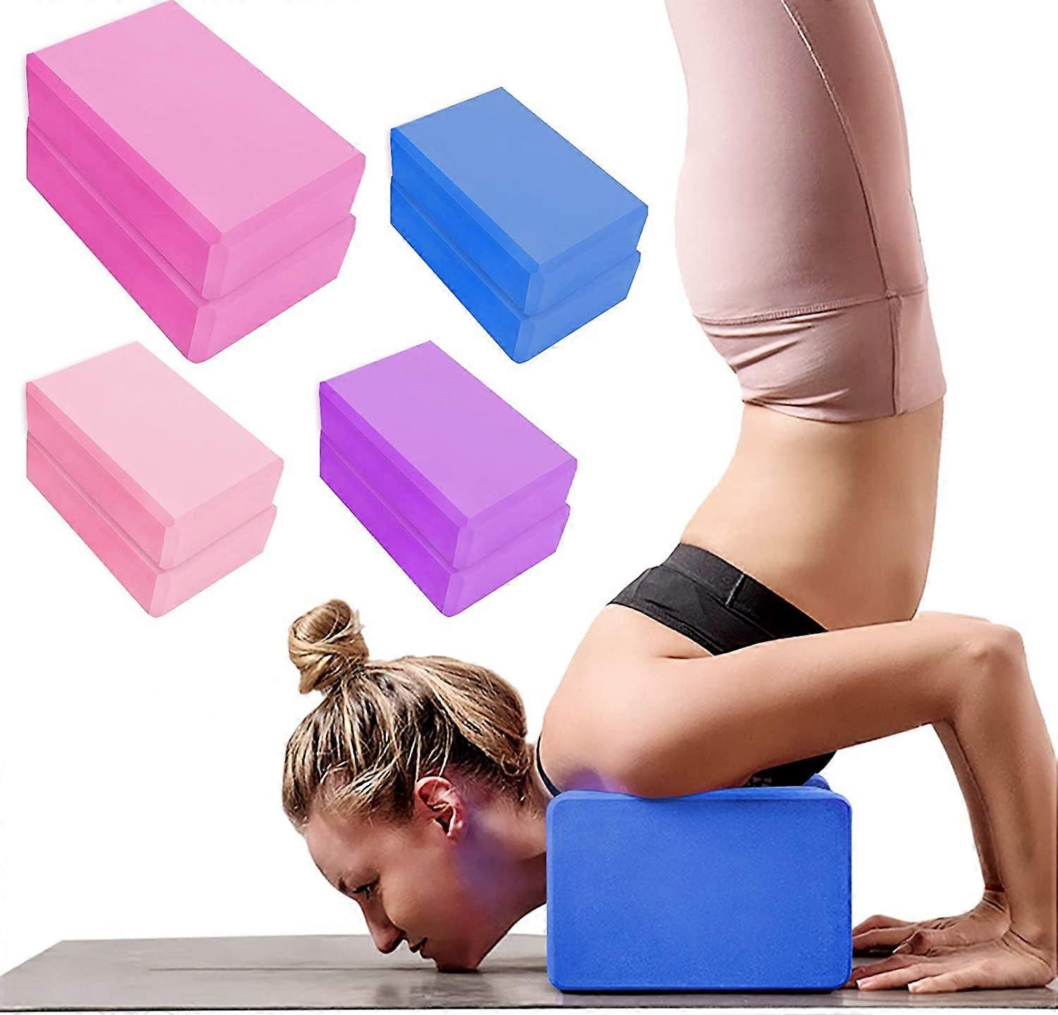 2 Pack Yoga Blocks High Density EVA Foam Brick Soft Non-Slip Surface Exercise Bricks Stability and Balance for Exercise, Yoga, Pilates, Meditation, Ai