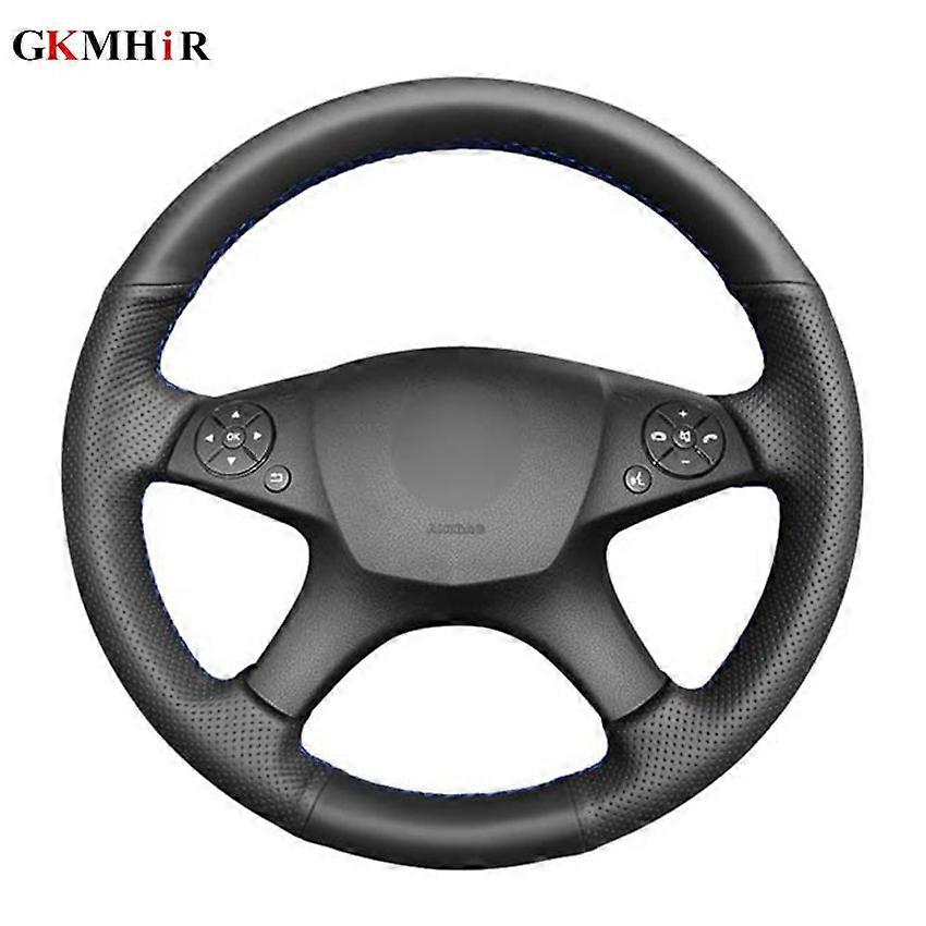 Black Hand-stitched PU Artificial Leather Car Steering Wheel Cover for Mercedes Benz W204 C-Class 2007-2010 C280 C230