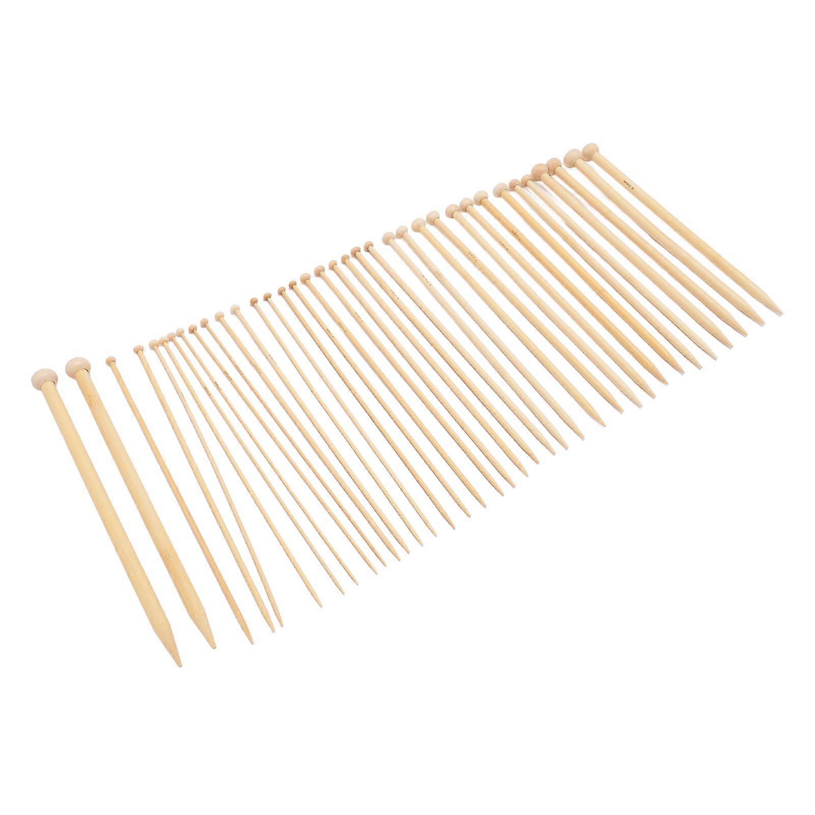 Bamboo Knitting Needles Set 36pcs Single Point Lightweight Straight Needles for Beginners Scarves Hats