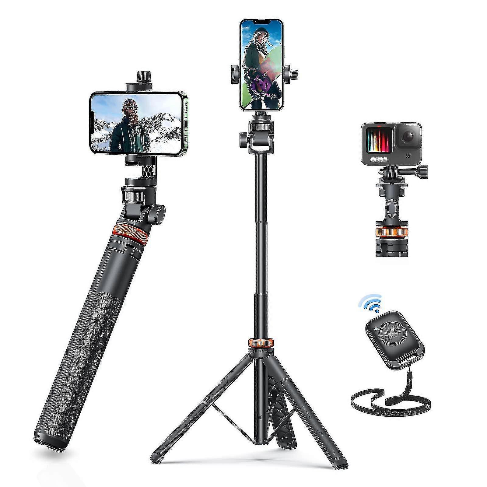 62 Τρίποδο τηλεφώνου - Eucos Selfie Stick Τρίποδο με τηλεχειριστήριο - Solidest τρίποδο κινητού τηλεφώνου συμβατό με το iPhone - Τρίποδο ταξιδιού