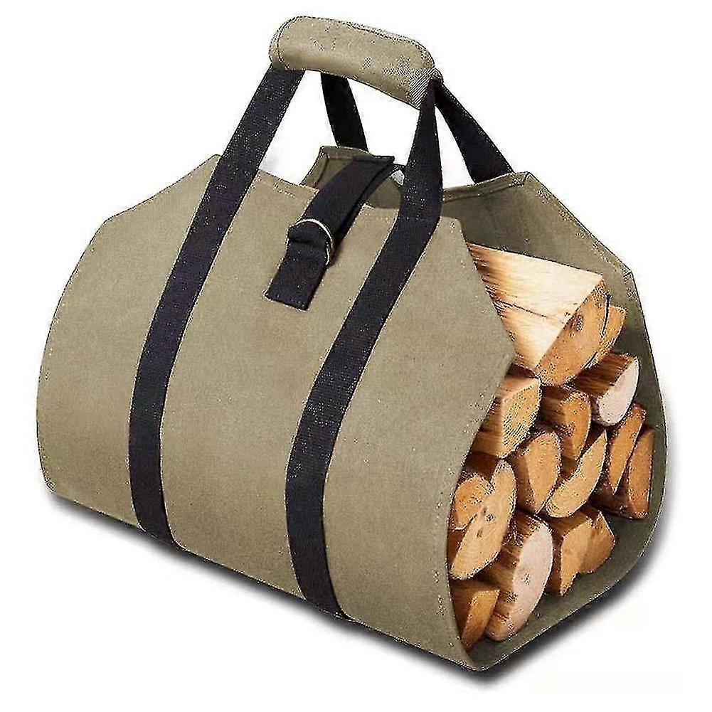Firewood Log Carrier Bag, Waxed Canvas Log Tote Bag For Indoor Fireplace Log Holders,with Handle Heavy Duty Canvas Log Carrier