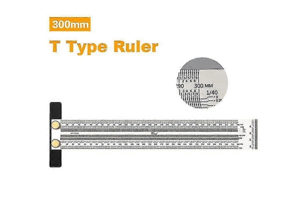 Stainless Steel Scribing Ruler, T Type, Marking Ruler, Precision Ruler Carpenter Measuring Tool For Locating And Marking Carpentry Mortices(300mm)-hib