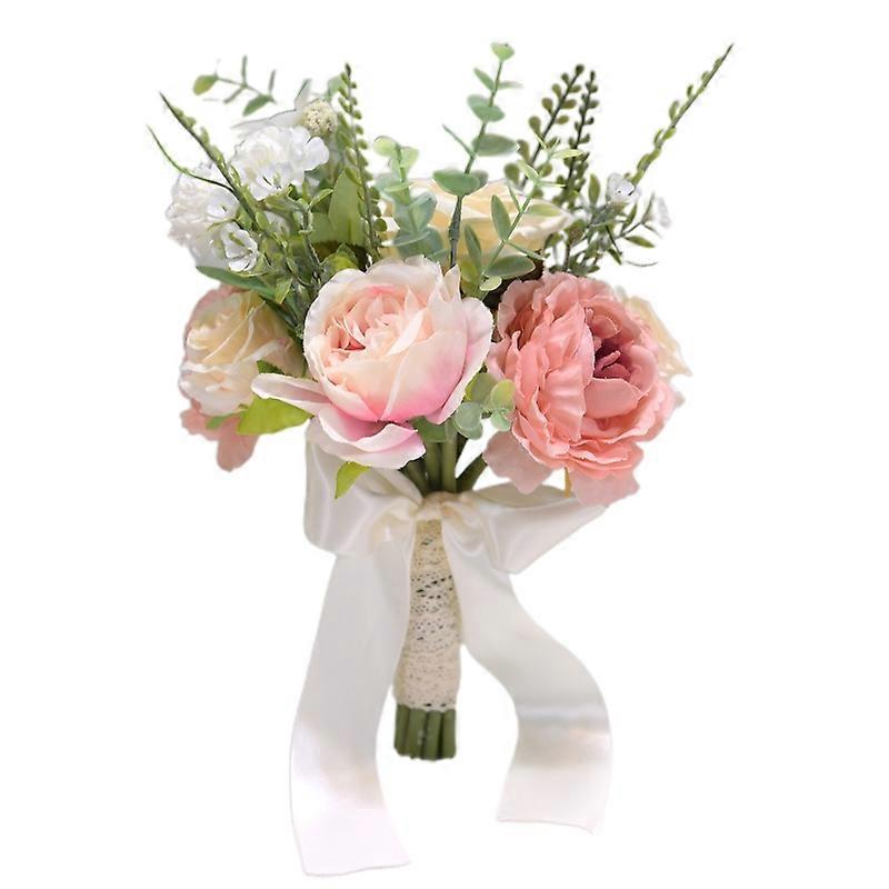 Artificial Small Flower Bouquet with Bowknot Bridesmaid Simulation Bouquet