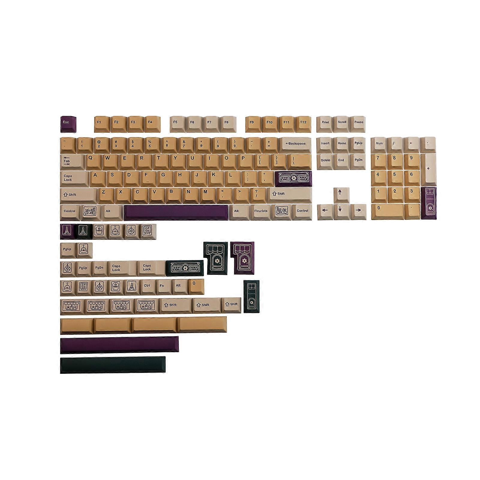 Florist Thick PBT Keycaps 143-Key Cherry Profile for Mechanical Keyboard Keys