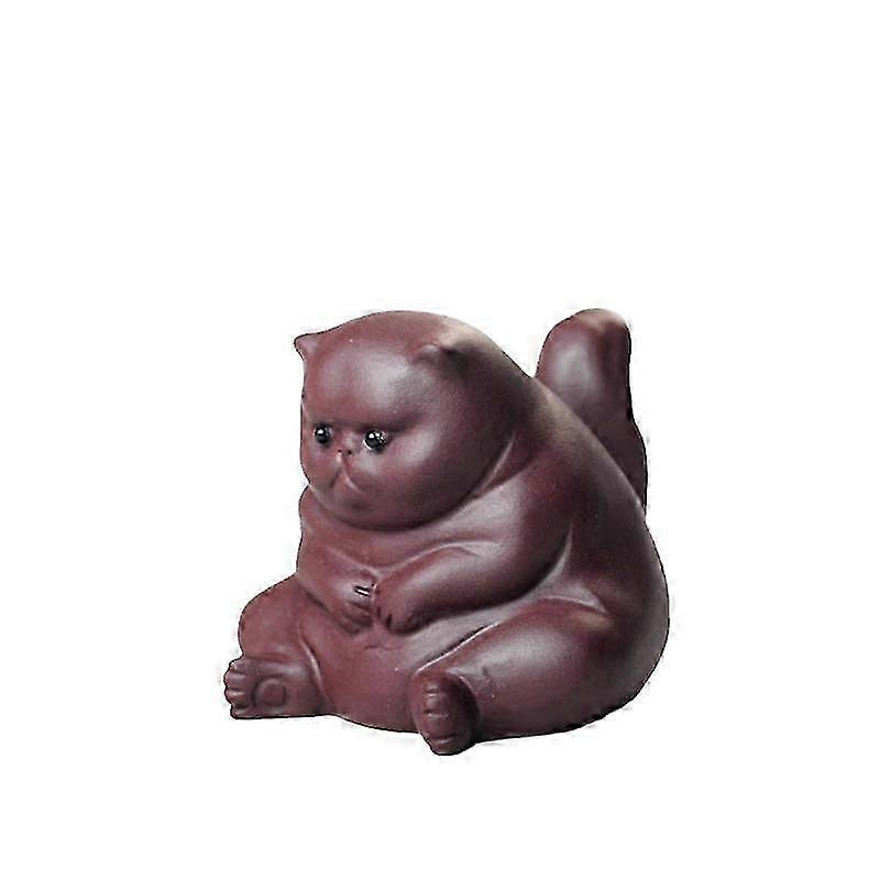 Resin Tea Pet Angry Cat Figurine, 7cm x 8cm x 6.8cm