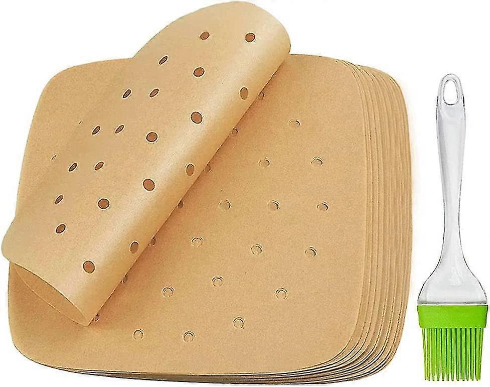 Air Fryer Liners Perforated Parchment Paper Non-stick Greaseproof Paper Square Air Fryer Parchment Liner For Baking Oven - 21.5 Cm/200 Pcs