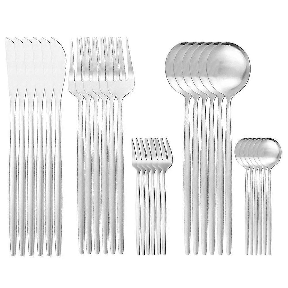 30pcs Matte Gold Tableware Stainless Steel Dinnerware Set Cutlery Set Knife Spoon Fork Silverware Kitchen Flatware Set