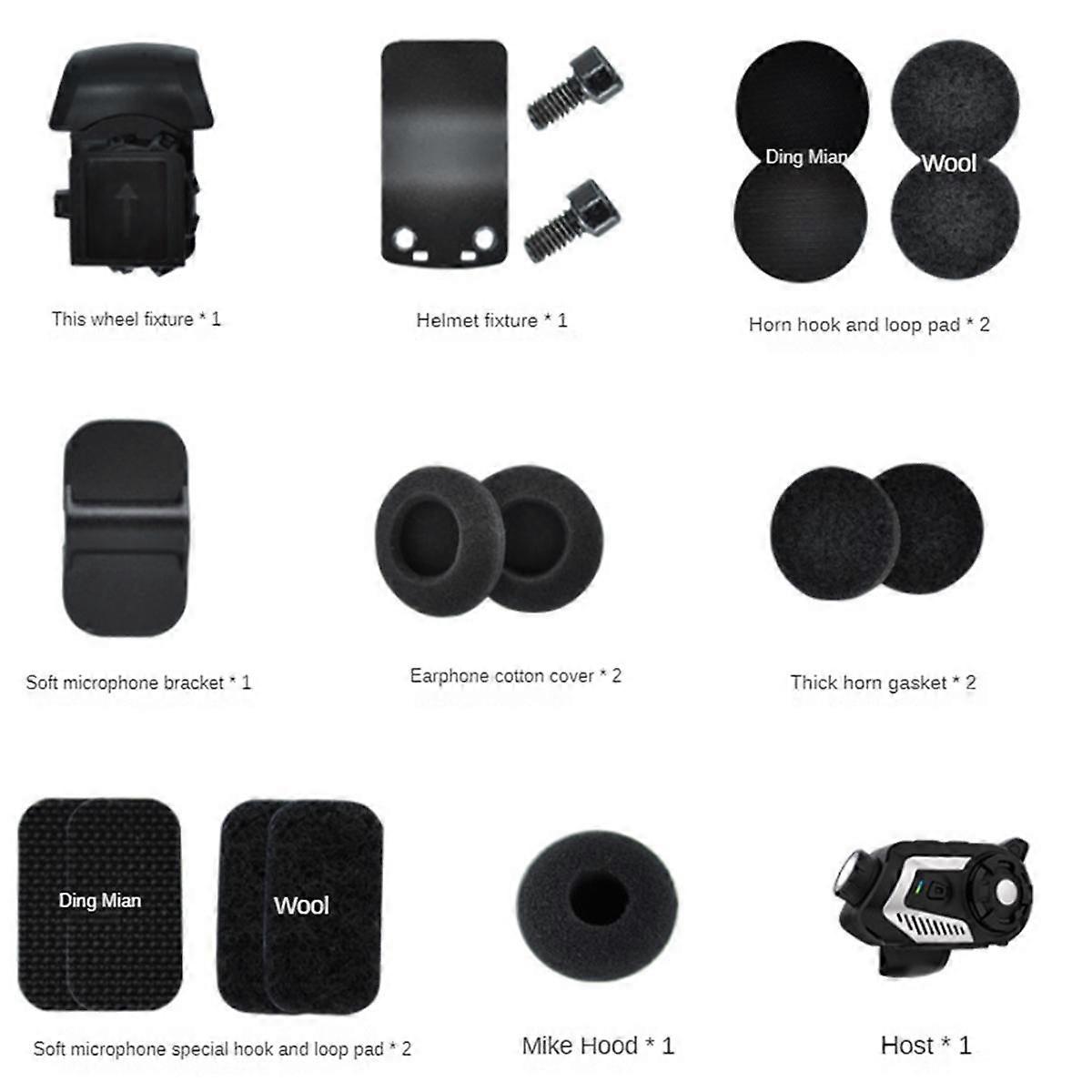 Motorcycle Helmet Intercom Bluetooth Headset with 2K Camera Recorder Intercom Car DVR Electric Vehicle Recorder,A