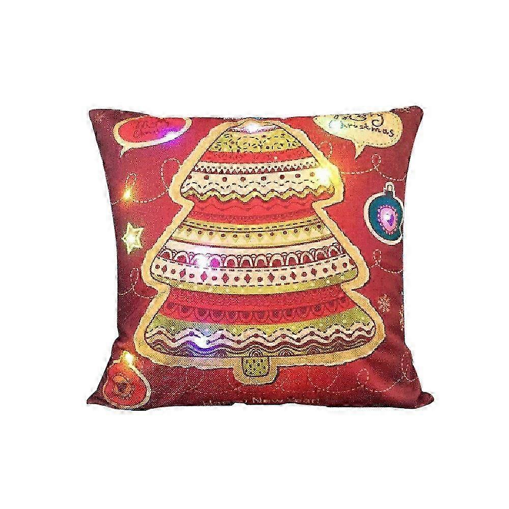 Christmas Tree Pattern Cushion Cover With Led Light