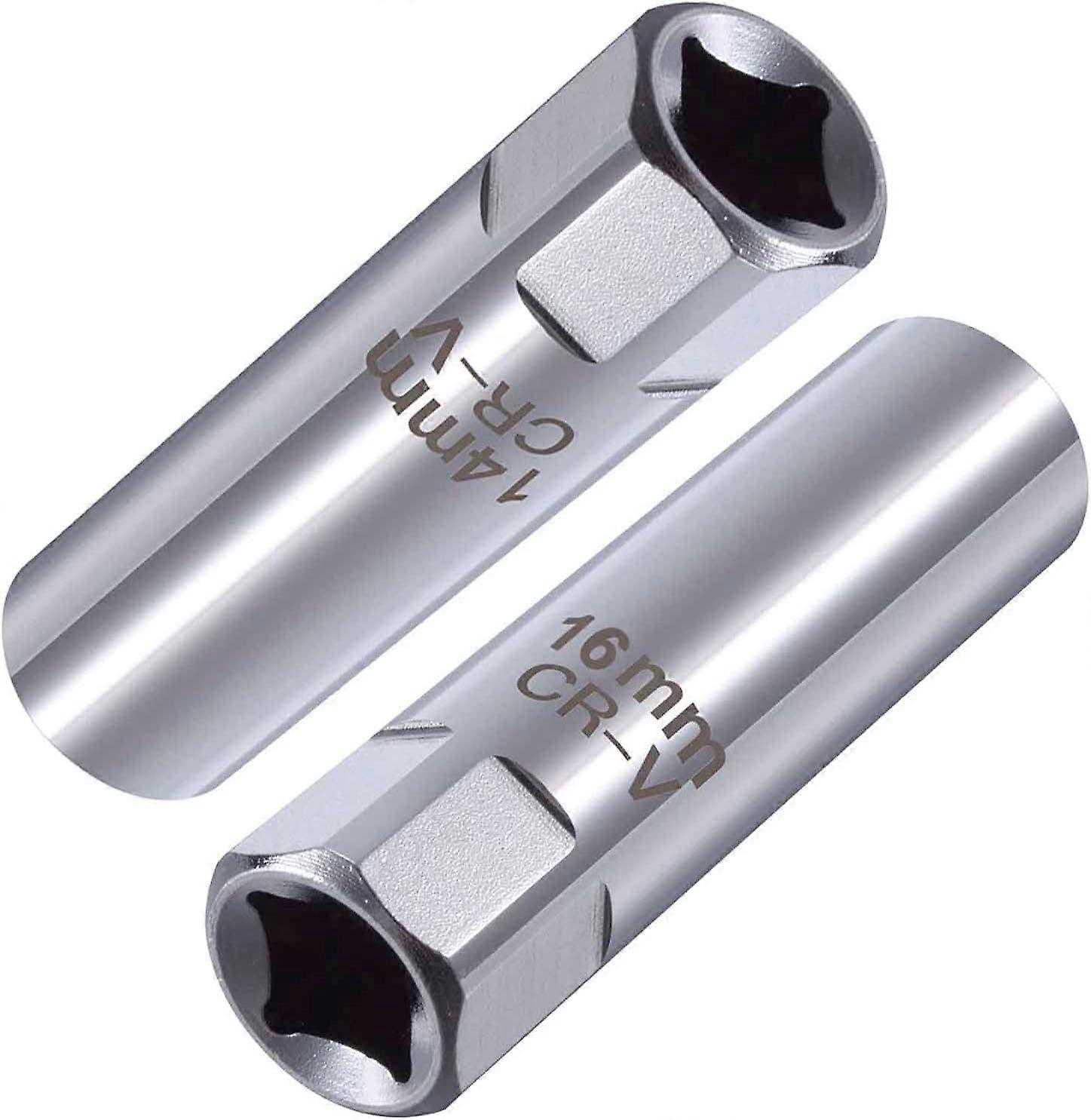 Spark Plug Socket Set (2pcs), Thin Wall Spark Plug Socket Extractor Tool (14mm+16mm)