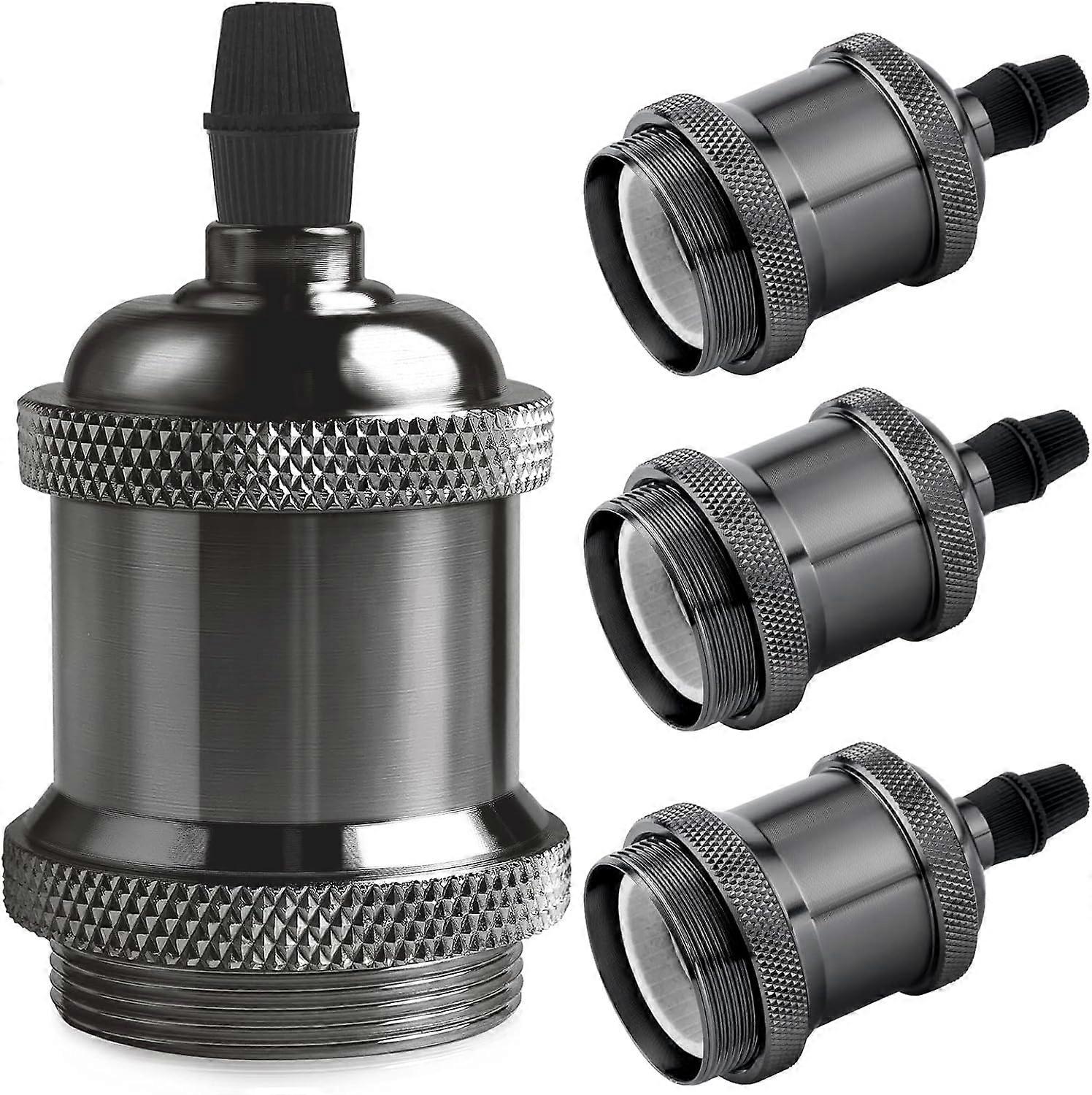 Vintage E27 lamp socket, Edison retro pendant lamp, Solid ceramic adapter, 4 Pieces black pearl socket