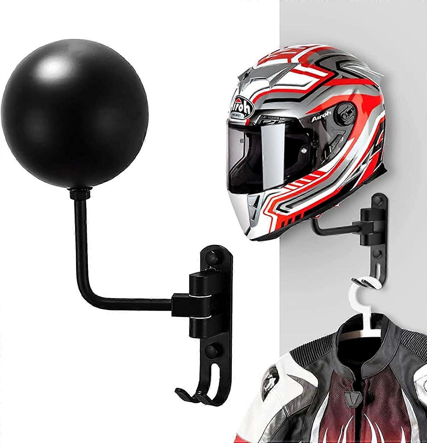 Helmet rack, motorcycle helmet display rack with hooks, wall-mounted rotating hat rack, hard hat, handbag storage display rack