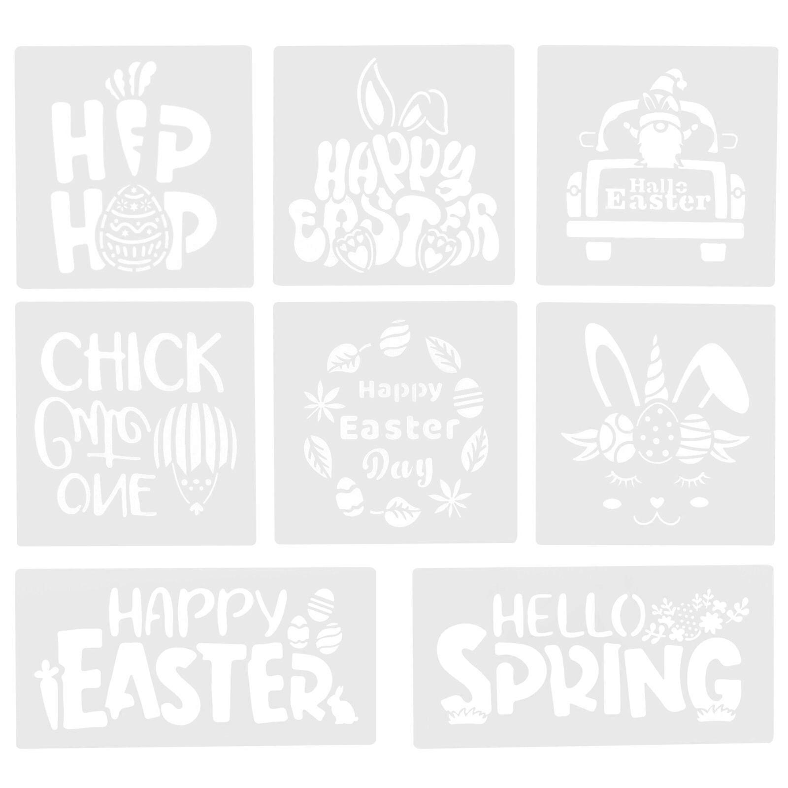 8 Blätter wiederverwendbare Schablonendruckschablone Sprühschablone Ostermalvorlage