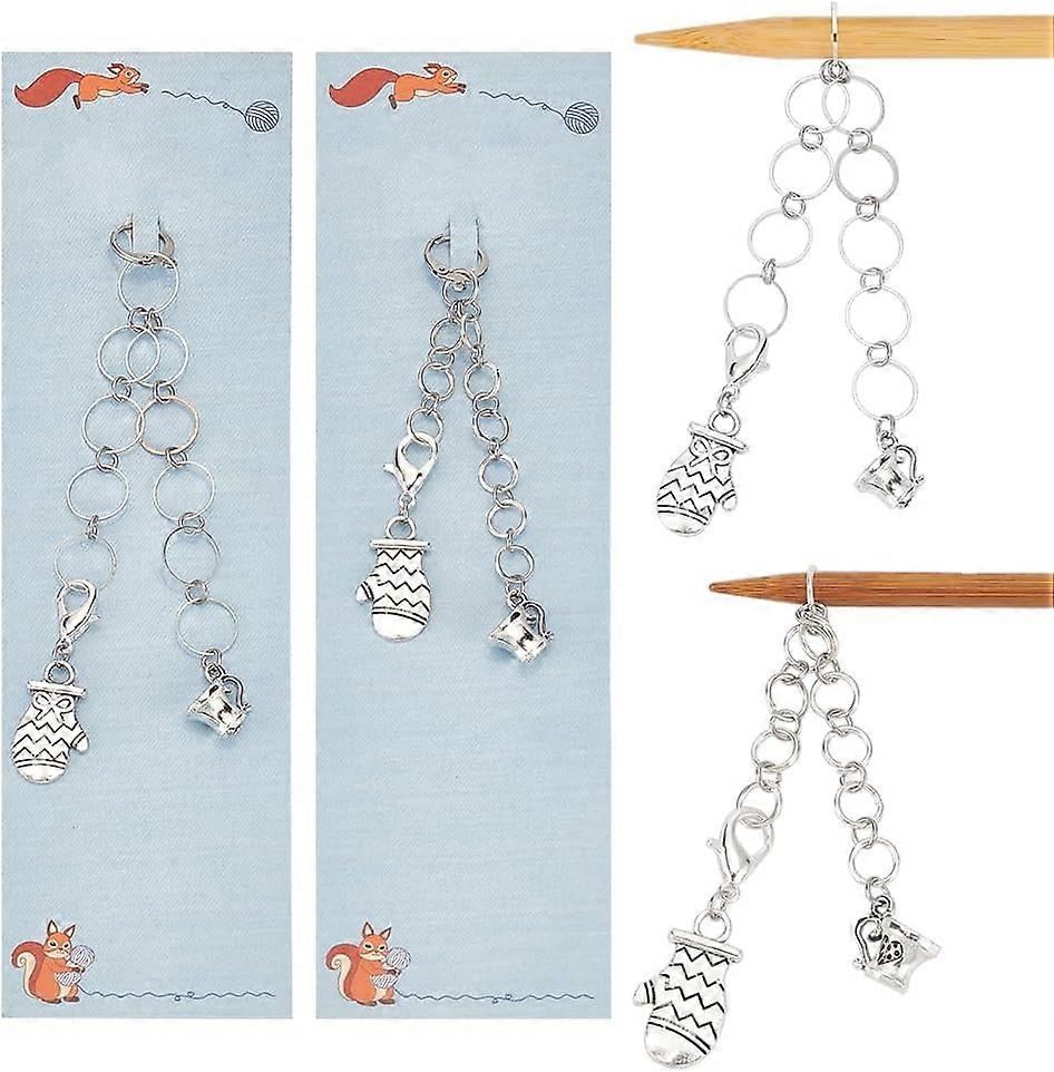 2 Pcs Glove Knitting Row Counter Chains 2 Pcs Stitch Markers Row Counting Accessories with Iron Linking Ring for Sewing Knitting Crochet Tracking DIY