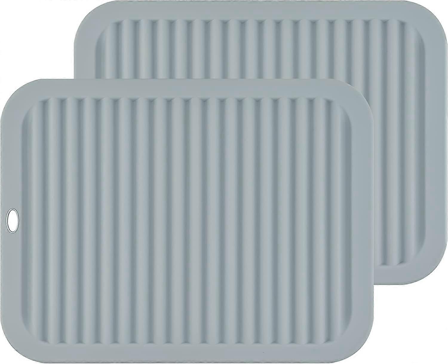 Set of 2 Large Versatile Silicone Trivets and Potholders - Rectangular - Light Gray23x30x0.6cm