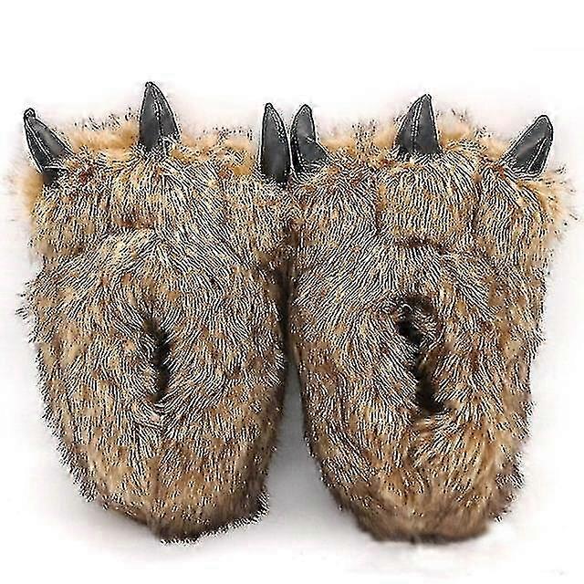 Kvinnor / man Mode Vinter varm Inomhus Bomull Söt plysch Slides Cartoon Bear Claw Tofflor Hem Bomull Tofflor Par Golvskor