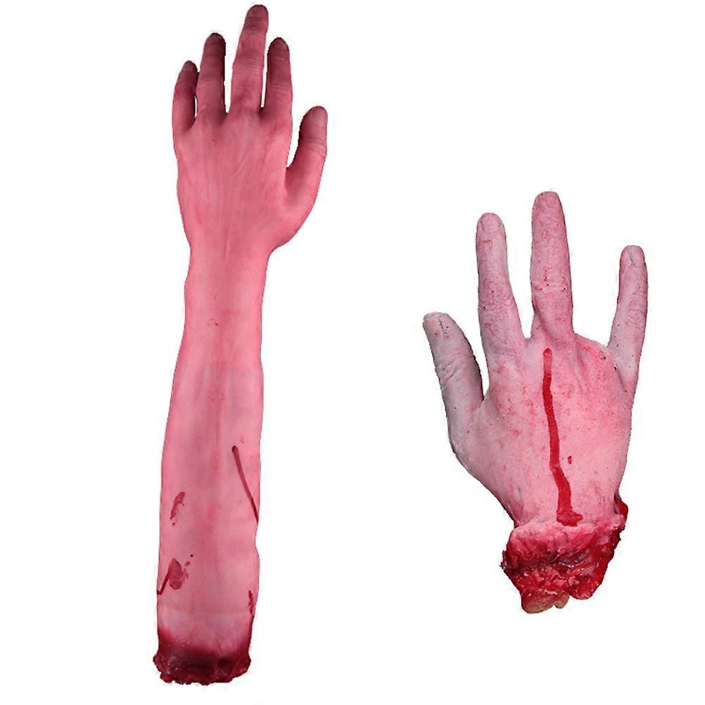 2 Pcs Halloween Decor Haunted House Decor Creepy Costume Accessories Severed Fingers Halloween Hands Feet Bloody Hands Feet