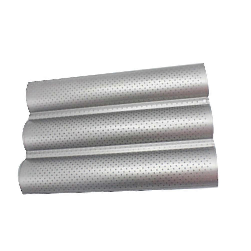 Baking Mould Wave Bread Stick Baking Tray Kitchen Baking Tool (Size M 3 Slots Silver)