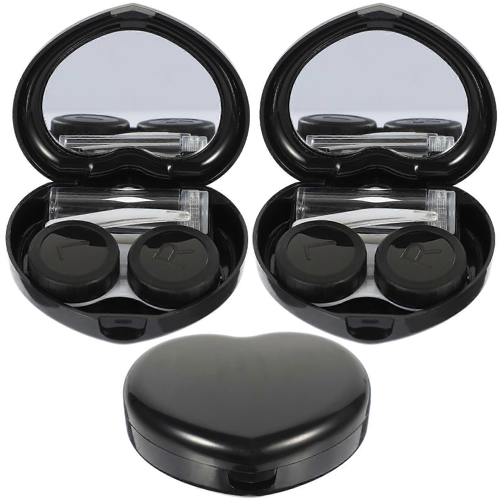 3 Sets of Contacts Lens Cases Travel Contacts Lens Cases Contacts Lens Case Box with Mirror