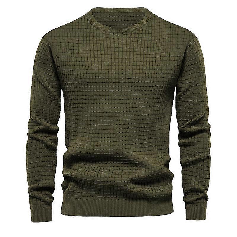 Crew Neck Sweater for Mens Knitted Pullover Sweaters with Solid Stripe