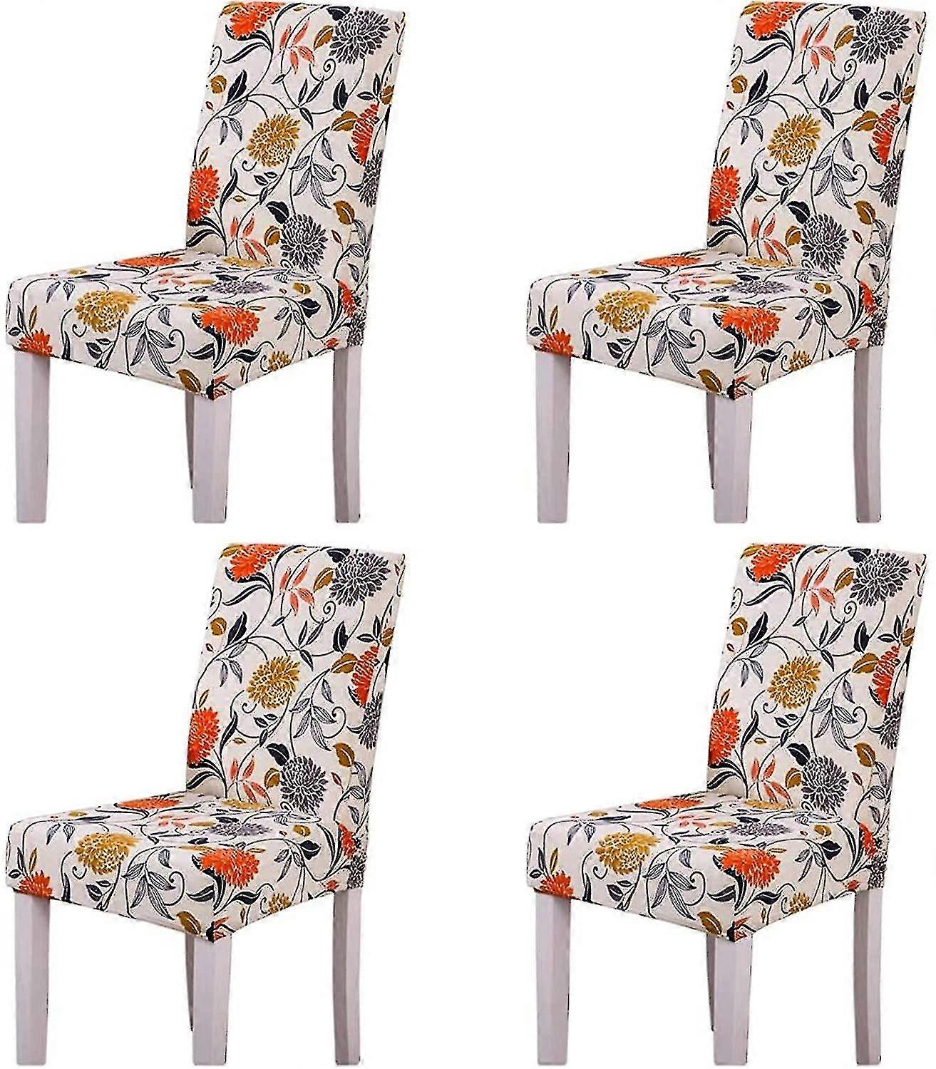 4pcsストレッチ取り外し可能な洗濯可能なダイニングルームチェアプロテクタースリップカバー/ホーム
