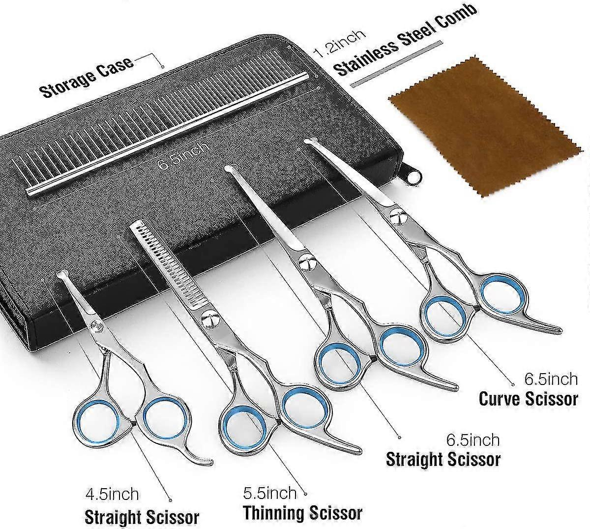 Dog Grooming Scissors Kit Professional Safety Thinning Shears Comb