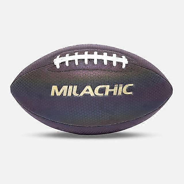 ホログラフィックグローイング反射フットボールサイズ 9 Pu レザートレーニングボールルミナスアメリカンラグビーボール