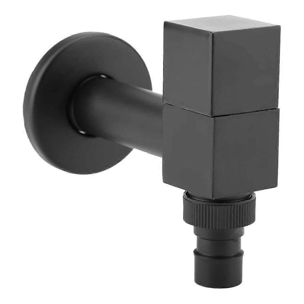 Cold Water Faucet Black Copper Square Handle Washing Machine Faucet Sink Faucet Wall Mounted Laundry Cold Water Faucet with Built-in Bubbler for Bathr