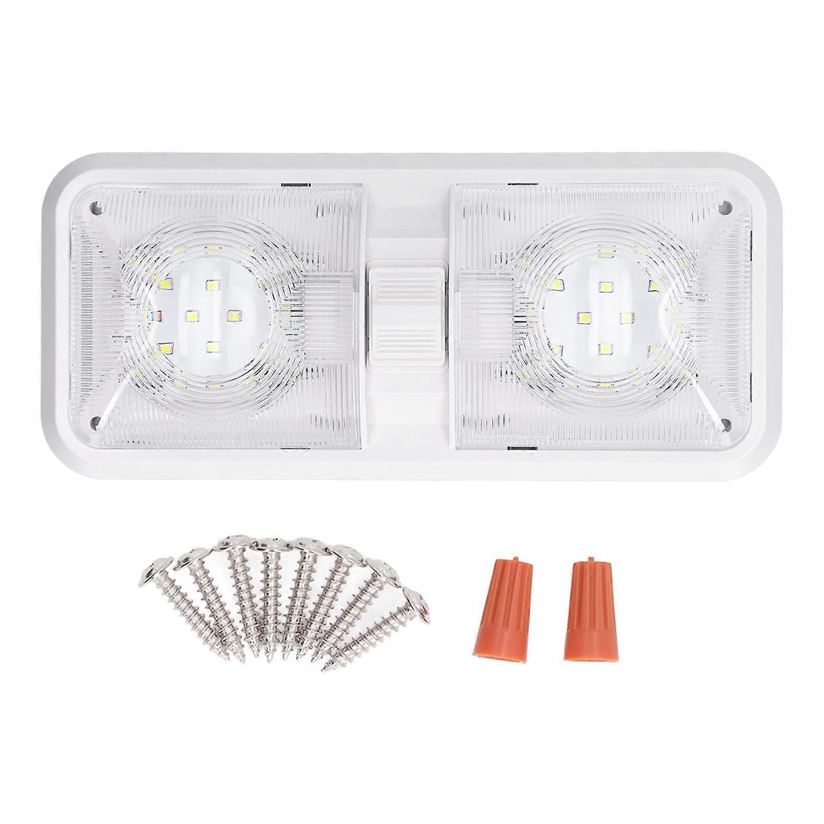 RV Interior Light 2 Dome LED Ceiling Light 600lm with 3 Way Switch DC 12V for Boat Yacht