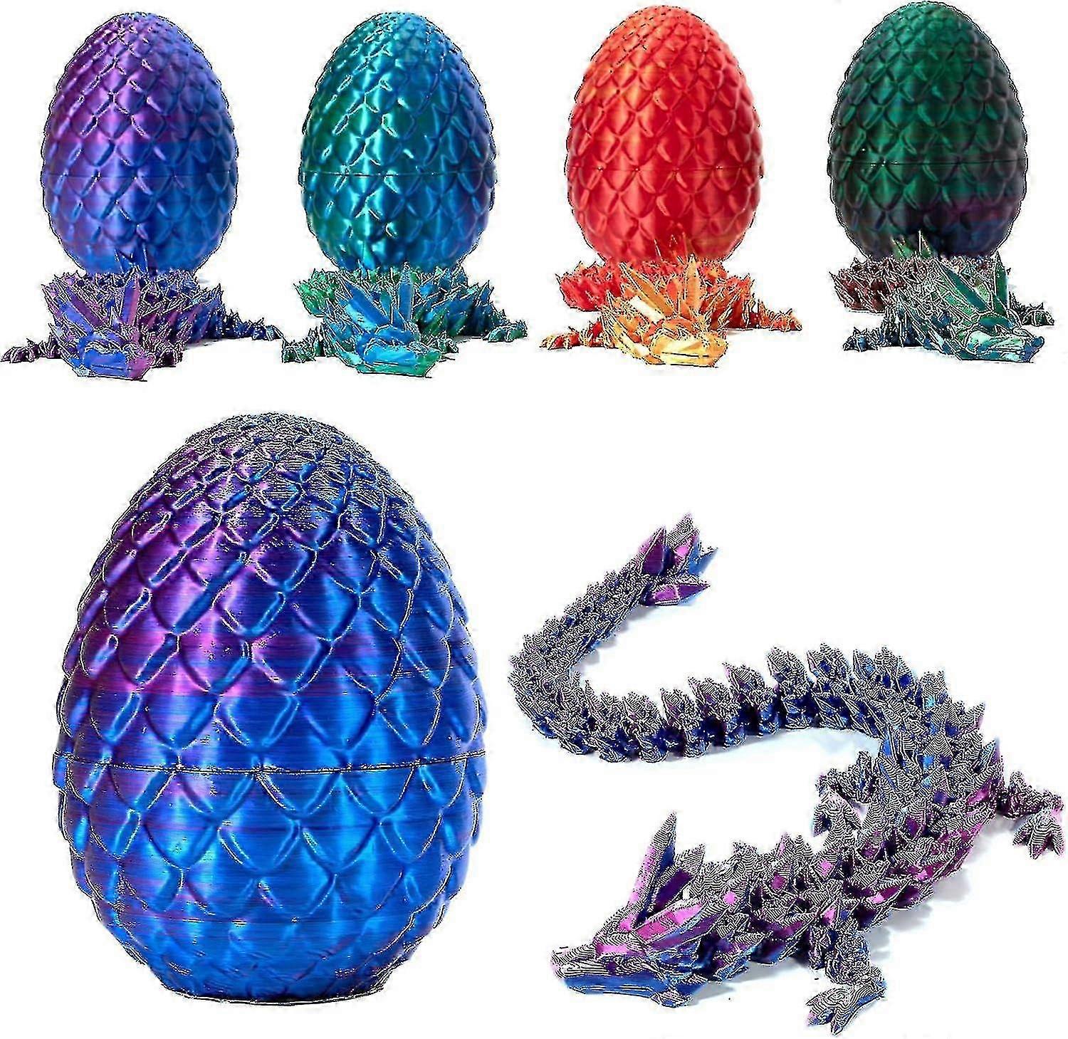 3d Printed Dragon In Egg, Full Articulated Dragon Crystal Dragon With Dragon Egg, Home Office Decor Executive Desk Toys