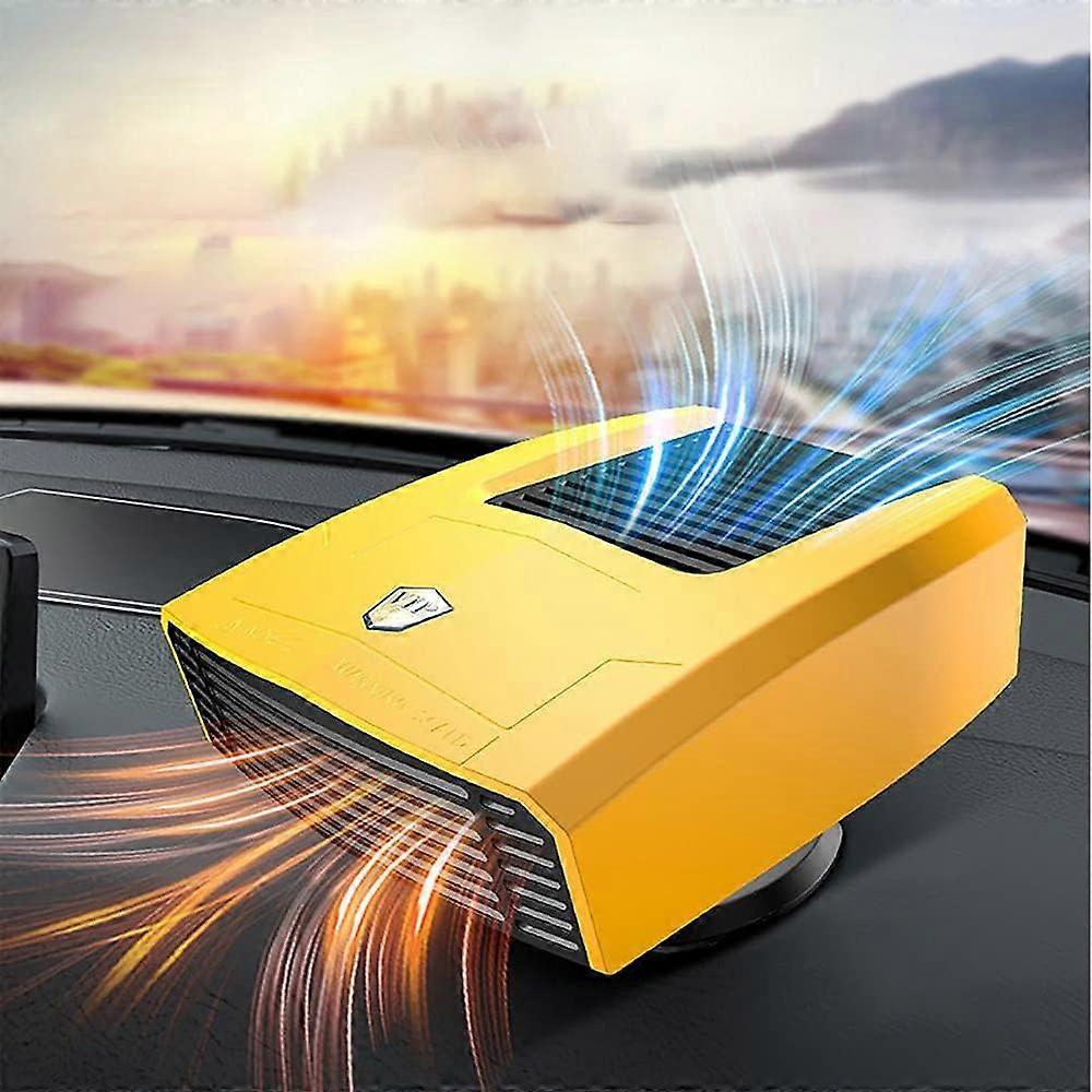 Car Defroster Heater, Car warm 180W Plug in Cigarette Lighter 12V Mini Portable 2 in 1 Function, 360 Adjustable Black/Yellow