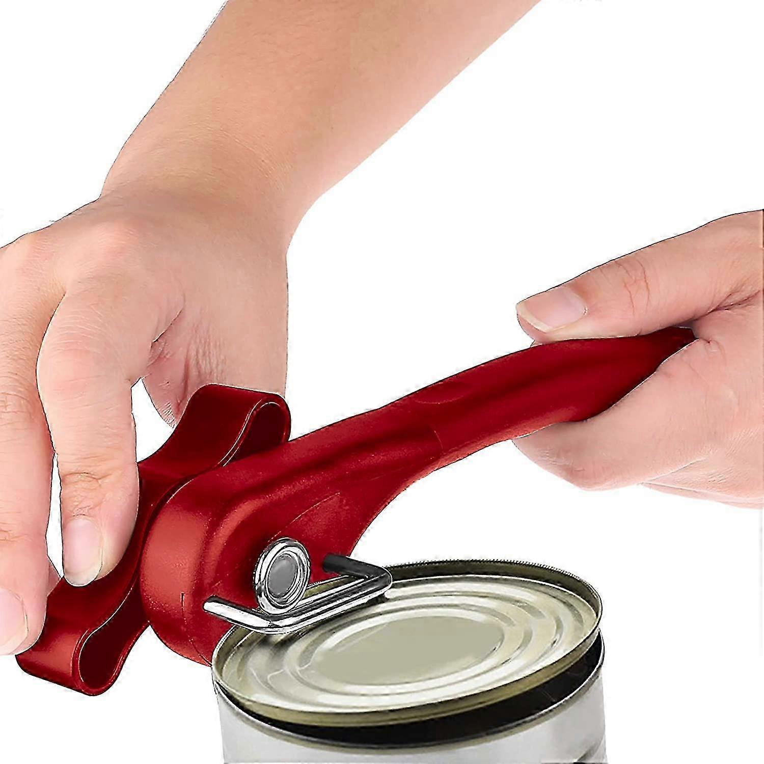Safety Manual Can Opener, Non-Slip Ergonomic Design With Smooth Side Cut, Professional Stainless Steel Can Opener That