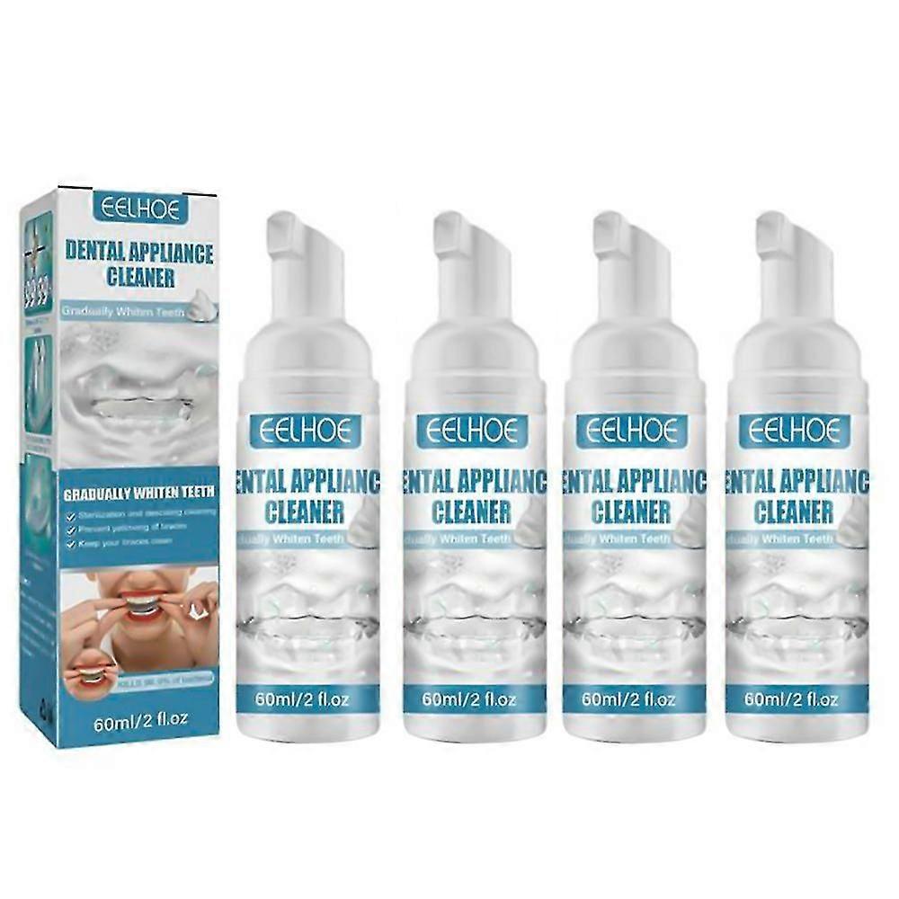 4pcs歯科用ブレース歯フォームクリーナーは汚れを取り除きますディープクリーニングケア歯科矯正歯列矯正クリーナー60ml