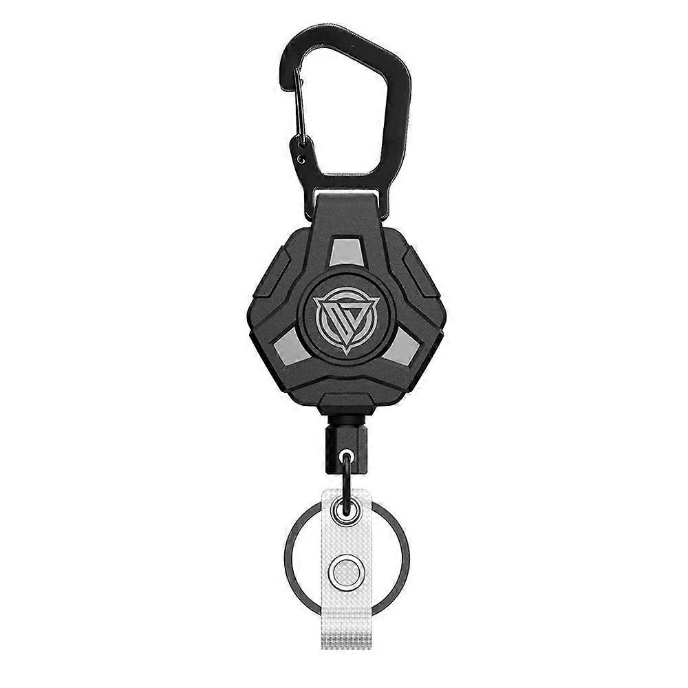 1/2Pcs Polygonal Carabiner Keychain with 60cm Retractable Wire Rope Lobster Clasp Design Easy Key Fixation Climbing Camping Travel Keychain