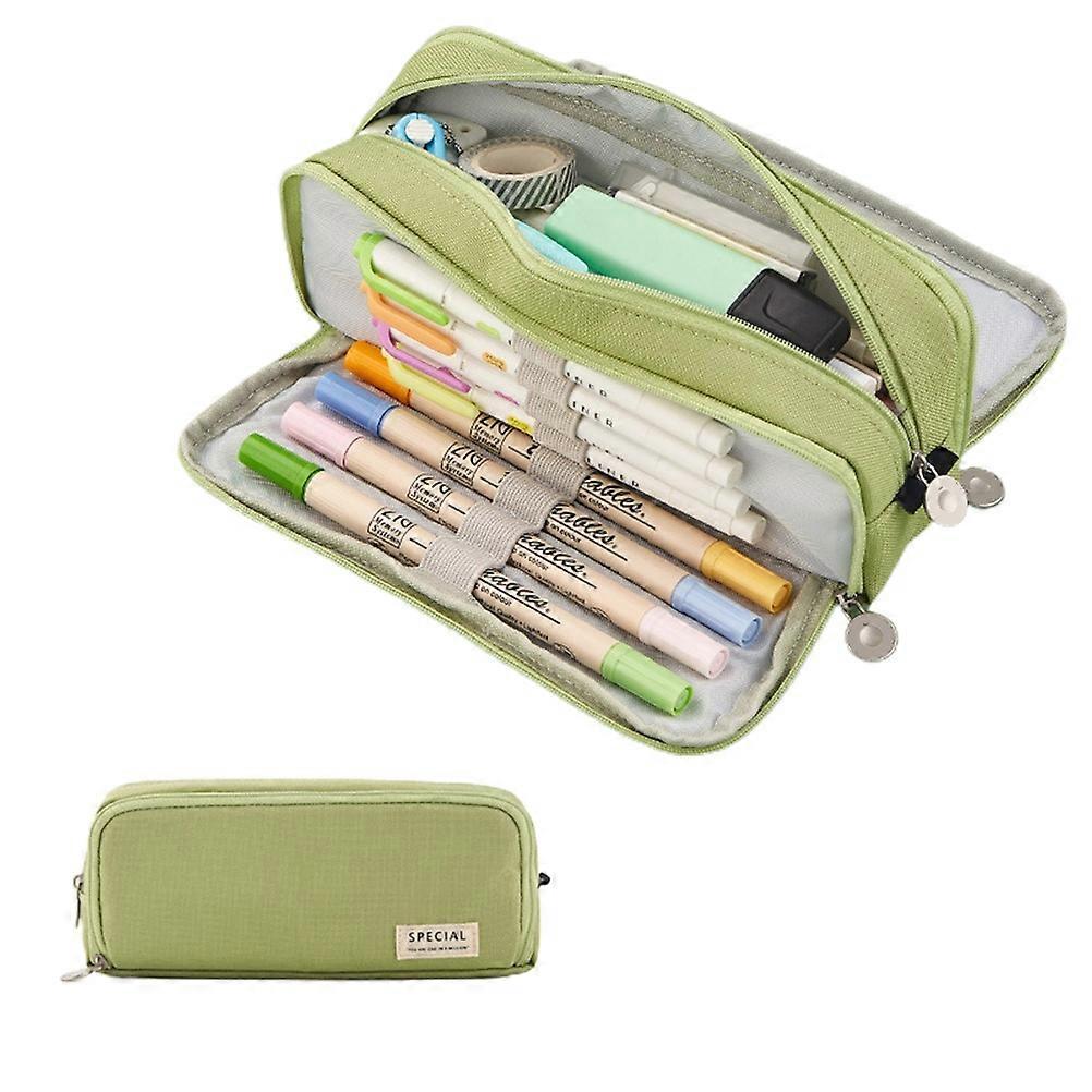 Canvas Pencil Case Large Capacity Pencil Cases Pencil Pouch with 3 Compartments for Kids School Stat