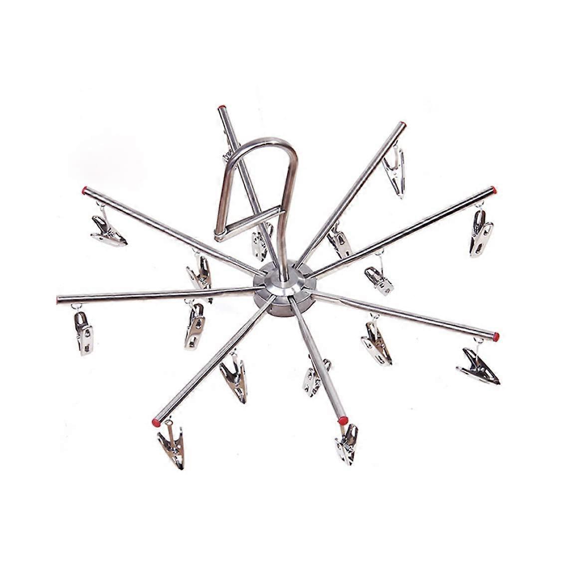 Stainless Steel Clothes Drying Rack with 16 Clips, Portable Drip Hanger for Indoor and Outdoor Use, Durable and Rust-Resistant