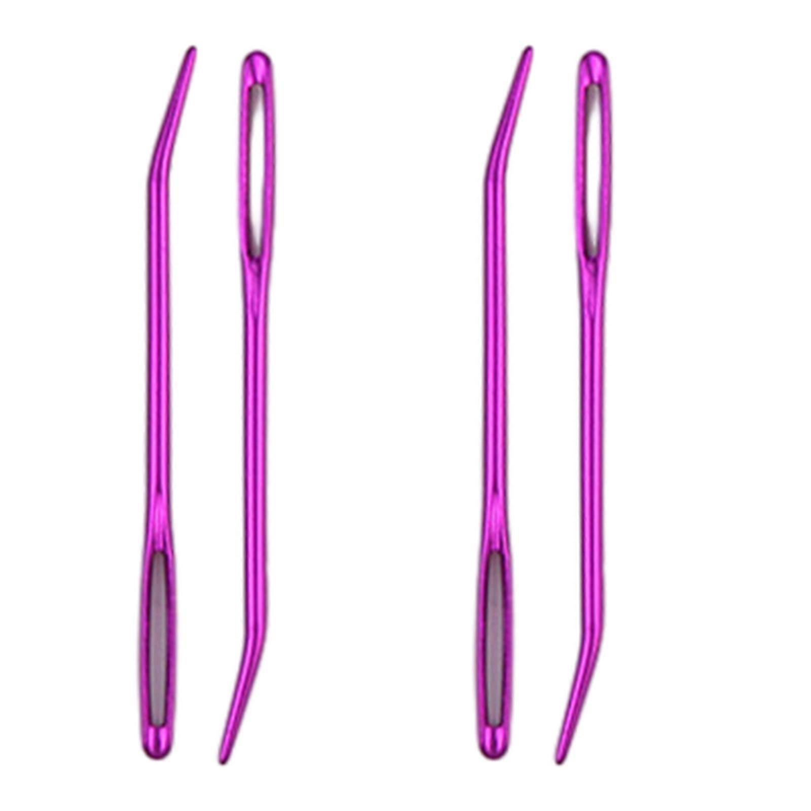 4 قطع الألومنيوم كبير العين الخياطة إبرة عازمة المفروشات إبرة الغزل الحياكة إبرة صياغة التوتير الحياكة إبرة الأرجواني