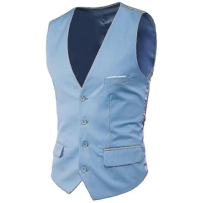 Plus Size Men Solid Color Suit Vest Single Breasted Business Waistcoat