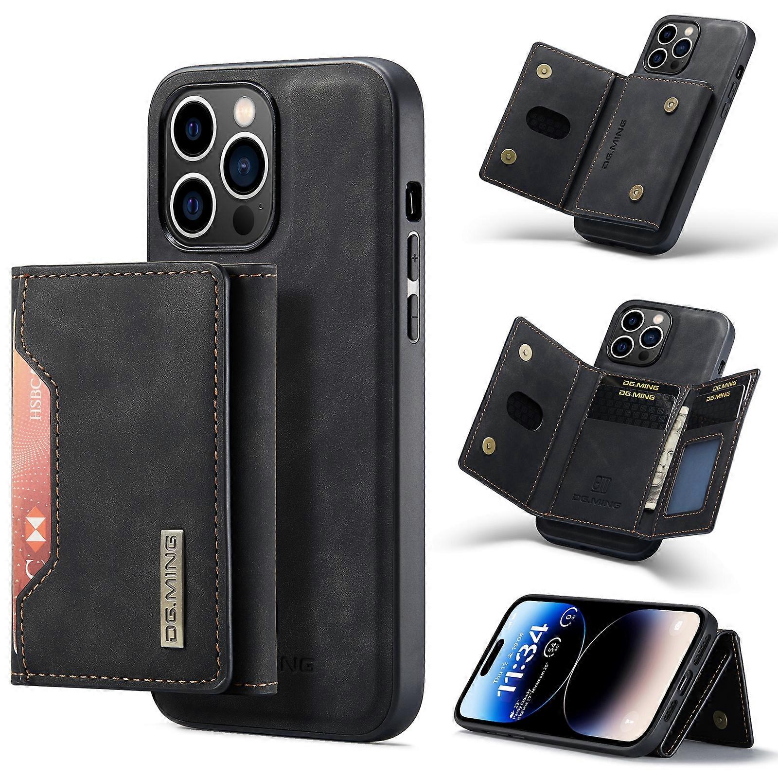 For iPhone 14 Pro Max DG.MING M2 Series 3-Fold Card Bag Leather Case
