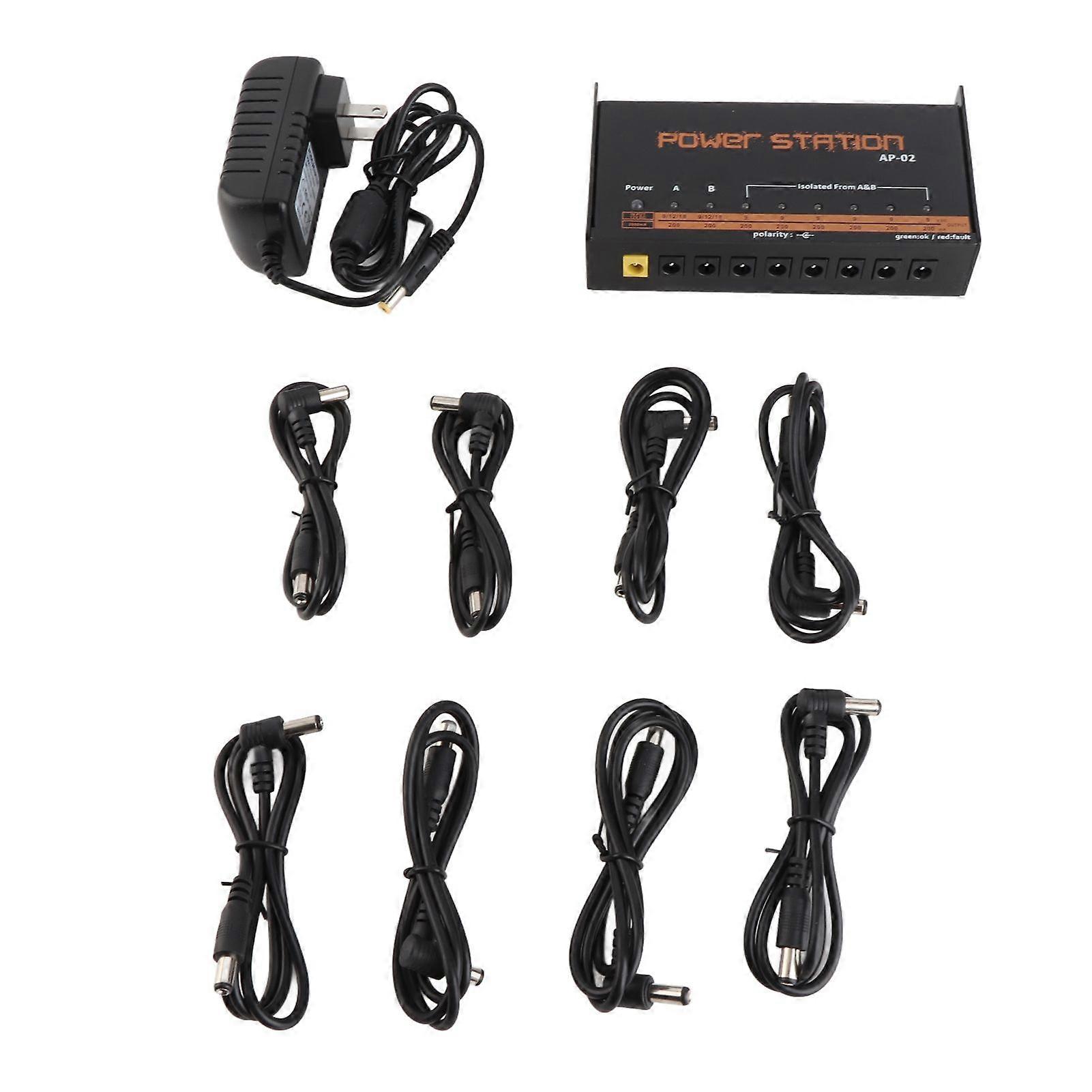 Guitar Pedal Power Supply 8 DC Outputs for 9V / 12V / 18V Effect Pedal Boards Power Station Box