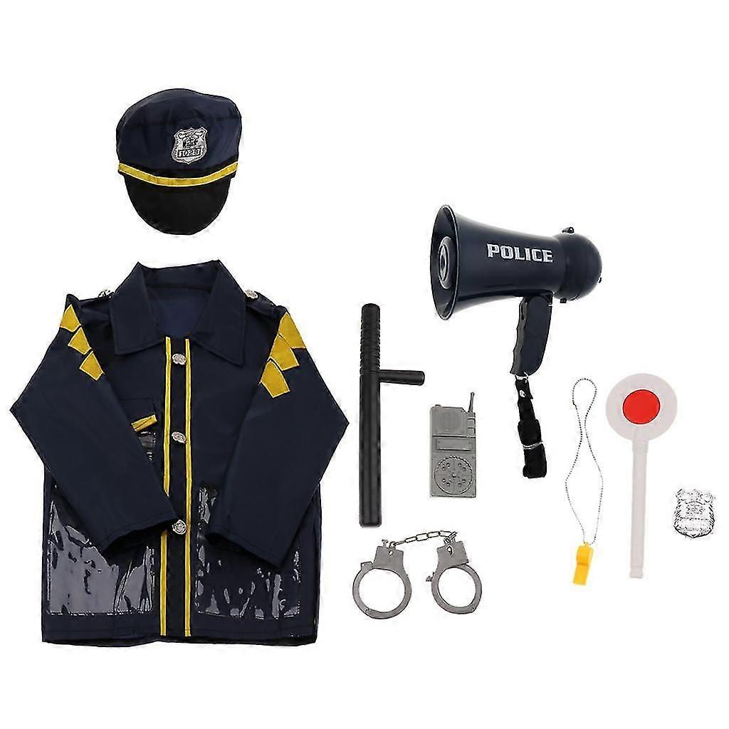 طفل شرطة رجل دور اللعب زي ث / مكبر الصوت ث / صفارة الإنذار الصوت اللعب 9 قطع