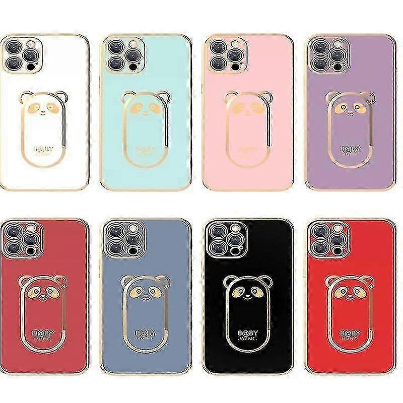 Panda Hidden Stand Case Compatible Iphone13/pro/pro Max Electroplated Cartoon Print Case With Kickstand