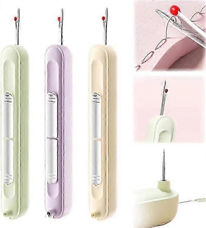 2 in 1 Plug-in Needle Threader, 2-in-1 Needle Threader & Seam Ripper Tool, Stretchable Remover Needle Threading Tool for Hand Sewing Knitting Craft Qu
